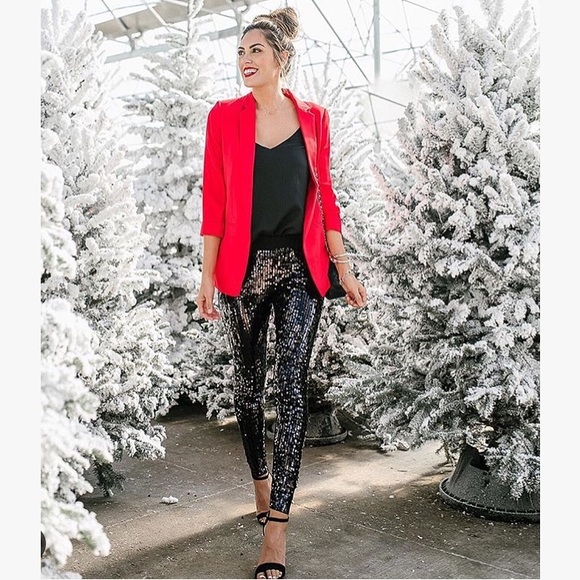 black sequin leggings outfit